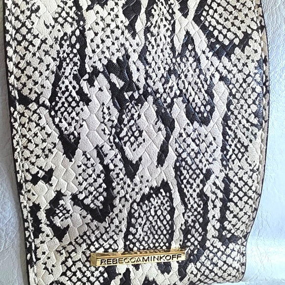 Rebecca Minkoff Mini Bucket Bag Snake Embossed Leather Crossbody Designer Drawst - Picture 4 of 15